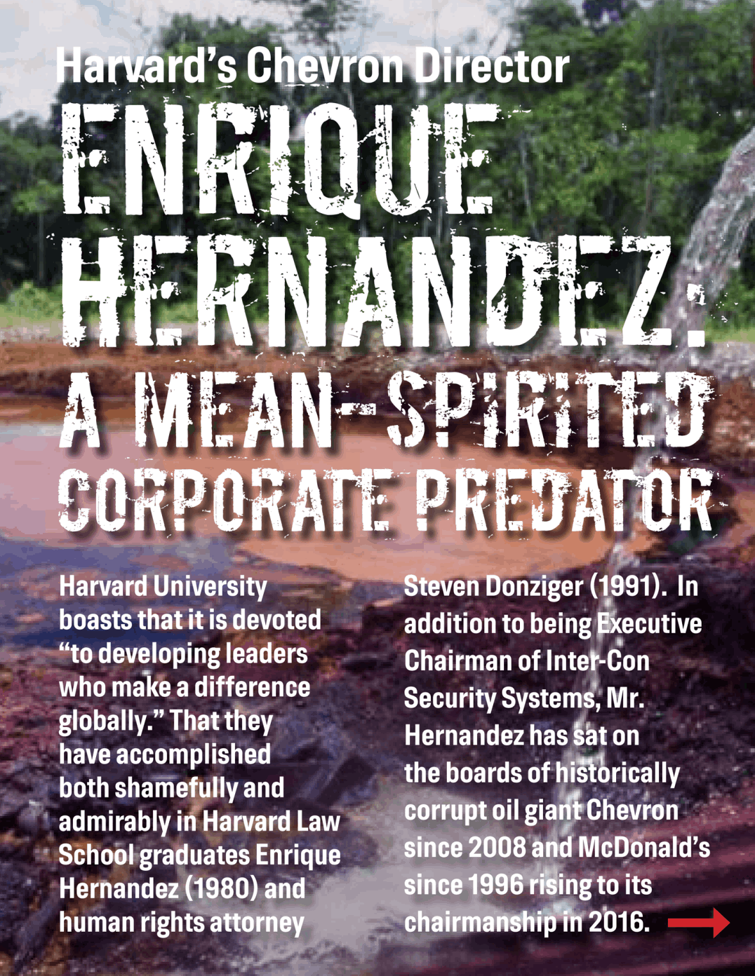 Harvard's Chevron Director Enrique Hernandez: A Mean-Spirited Corporate Predator